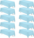BRILLMAX 10 Pack Light Blue Tablecloths 70 x 120 Inch for 6ft or 8ft Rectangle Tables - Rectangular Bulk Linen Polyester Fabric Washable Cloth Cover for Wedding Reception Banquet Birthday Party
