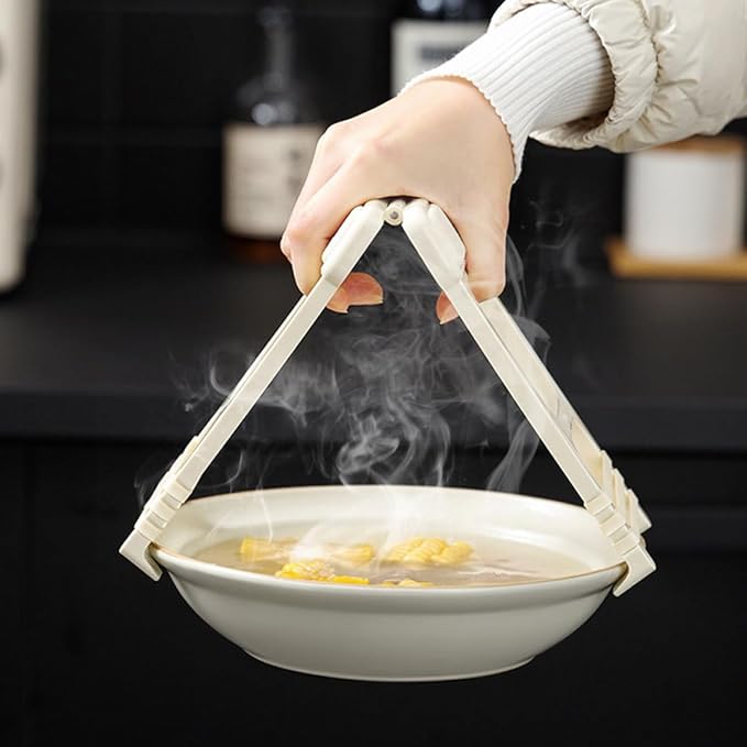 Non-slip Silicone Hot Bowl Clip and Pan Gripper Set, Heat-resistant Kitchen Insulation Lifters for Serving Hot Plates and Steam Dishes, 2pcs Tool for Cooking and Dining