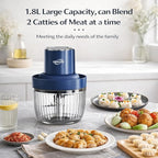 Deluxe Food Processor, Electric Food Chopper with 1.8L (8 Cup) Capacity Glass Bowl Powerful 300W Meat Grinder Vegetable Chopper (middle)