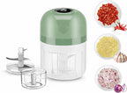 New Upgraded Dual-Cup Electric Garlic Chopper,Electric Mini Garlic Chopper, Portable Wireless Food Processor for Vegetables, Onion, Ginger, Chili, Meat – Rechargeable, Splash-Proof, Light Green