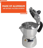 Imusa 3 Cup Stovetop Espresso Maker with Heart Shaped Knob, Silver