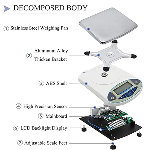 CGOLDENWALL Lab Scale 20kgx0.1g Digital Precision Scale Electronic Balance Laboratory Weighing Industrial Scale Kitchen Counting Scale Scientific Scale Calibrated (20kg, 0.1g)