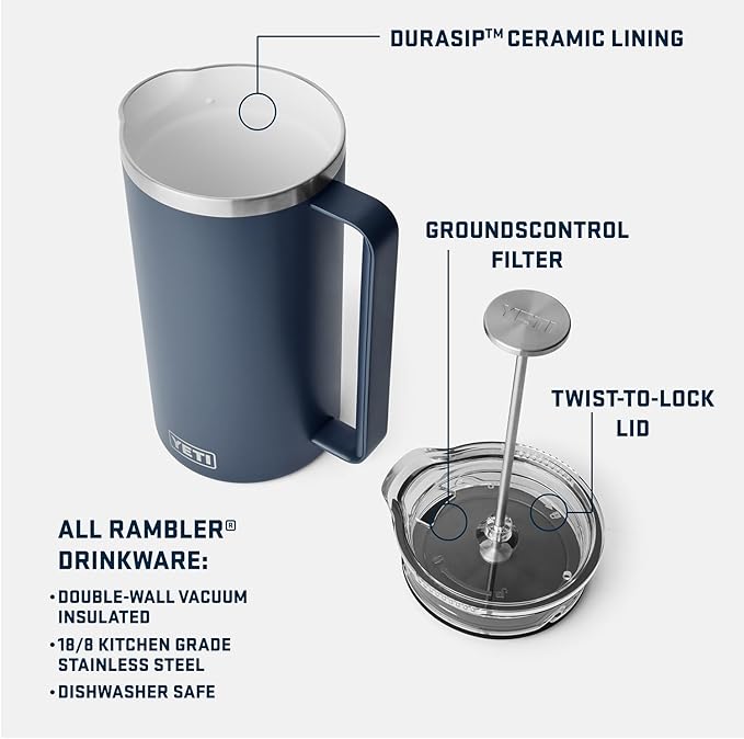 YETI Rambler 34 oz. French Press Coffee Maker, Tropical Pink