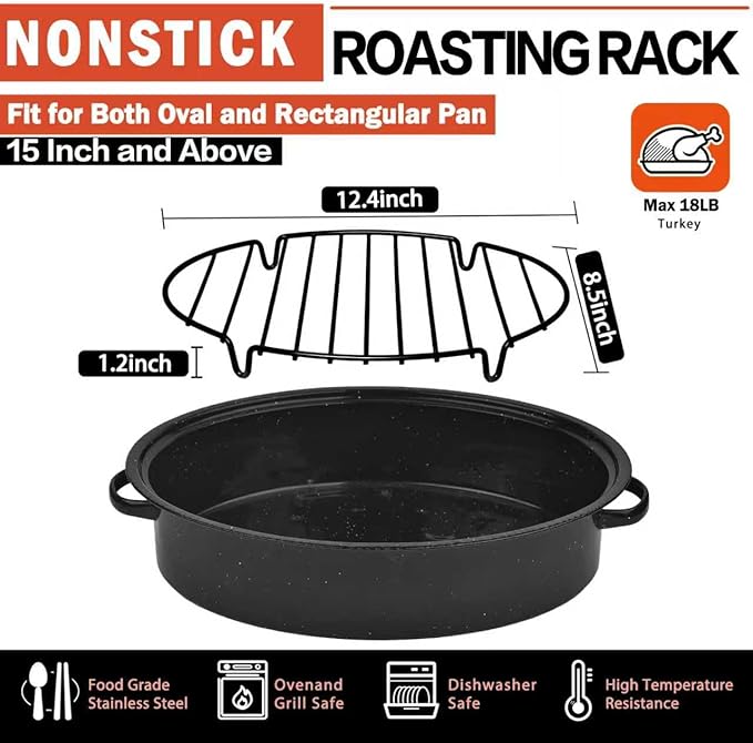 Roasting Rack for Roasting Pan, Heavy Duty Oven Rack Insert for Turkey Roasting Pan, Fit for Oven Cooking (12.4"x 8.5")