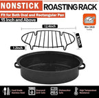 Roasting Rack for Roasting Pan, Heavy Duty Oven Rack Insert for Turkey Roasting Pan, Fit for Oven Cooking (12.4"x 8.5")