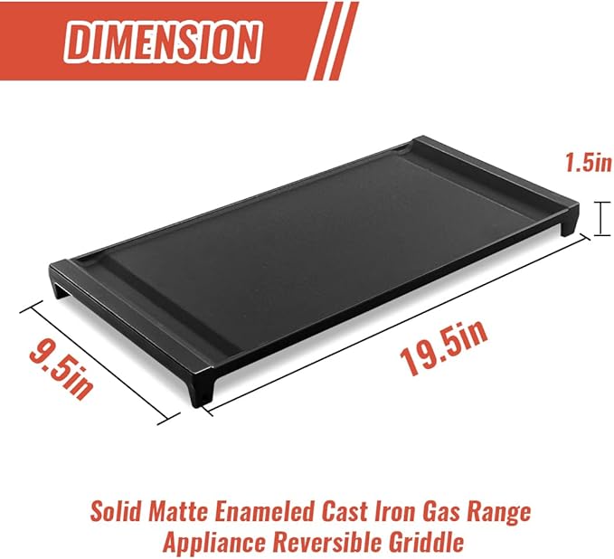 Upgraded WB31X24738 Griddle Replacement for GE Gas Stove, WB31X24998 Cast Iron Center Pan for Gas Range Parts Stove Top Pan Griddle Cooktop