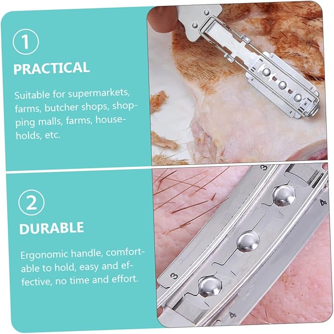 Ipetboom 2pcs Shaver Household Gadgets Pork Skin Hair Remover Razor Scraper Kitchen Pig Hair Kitchen Gadget Tool Pig Scraping Device Meat Pork Tools Animal Stainless Steel Handle