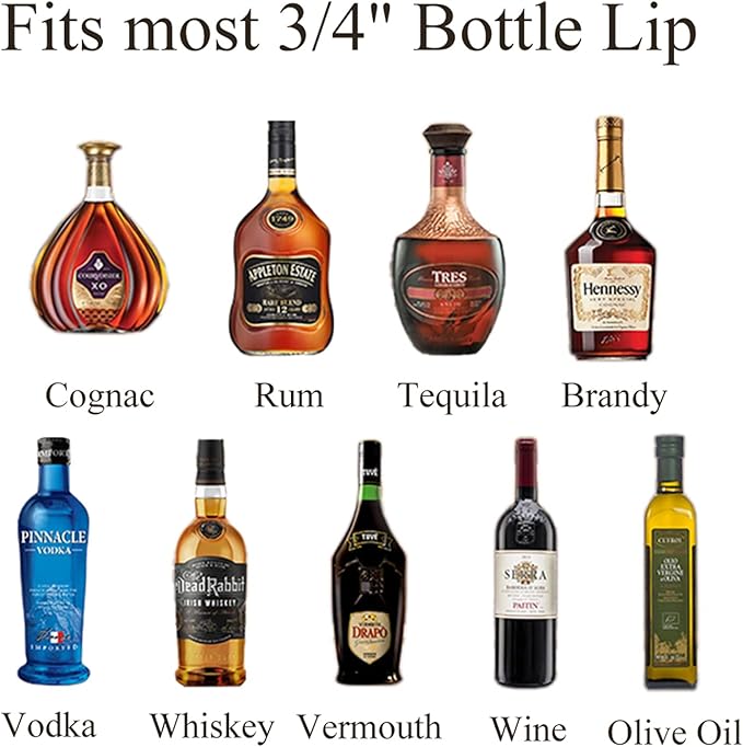 20 Pack Liquor Pour Spout, Liquor Bottle Pourers, Pour Spouts for Liquor Bottles with Dust Caps Seal Covers, Bar Tool, Hygienic, Dishwasher Safe