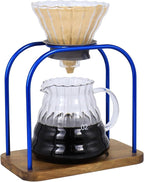 SOTECH Pour on coffee drips, filter Wooden stand Glass sharing pot with paper filter, coffee, tea and saffron set (blove)