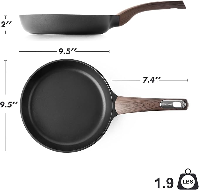 SENSARTE Nonstick Frying Pan Skillet, Egg pan, Omelette Pan, Healthy Cookware Chef's Pan, PFOA Free, 9.5 Inch, Black