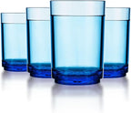 Drinique Unbreakable 16 Oz Drinking Glasses, Set of 4 - Tritan Plastic Shatterproof Tumbler Water Glasses, Drinking Cups, BPA-Free, Dishwasher Safe Alternative Glass Cups Set, 16 Ounces, Blue