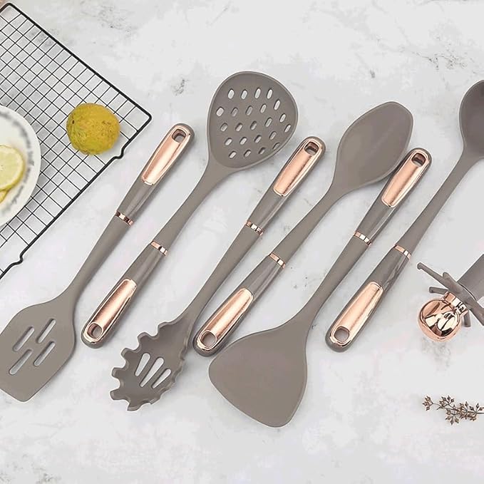 Kitchen Cookware Silicone Non-stick Cooking Tool Spatula Ladle Shovel Soup Utensils Set(D)