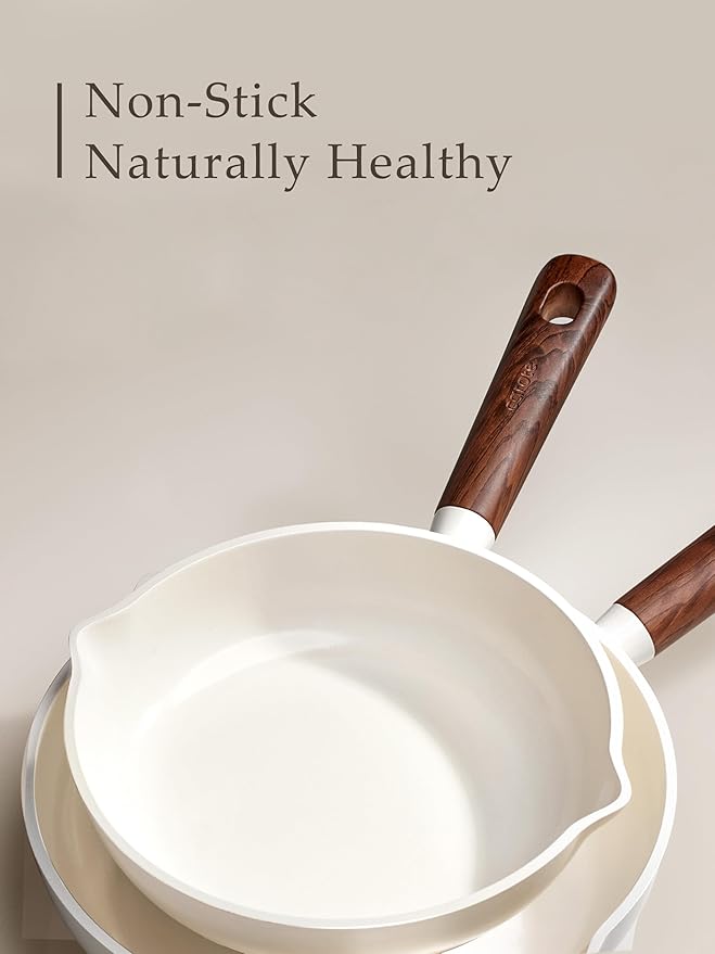 CAROTE Ceramic Cookware Sets, Pots and Pans Set Non stick, Non Toxic Healthy Induction Cookware, 14 Pcs Nonstick Kitchen Pots and Pans Set, PFAS PTFE Free, Dishwasher Safe