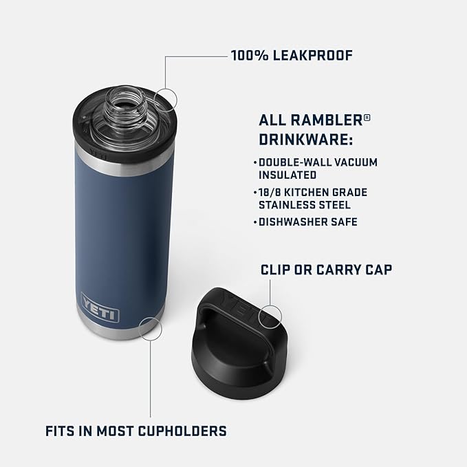 YETI Rambler 18 oz Bottle, Vacuum Insulated, Leakproof, Stainless Steel with Chug Cap, Cherry Blossom