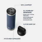 YETI Rambler 18 oz Bottle, Vacuum Insulated, Leakproof, Stainless Steel with Chug Cap, Cherry Blossom