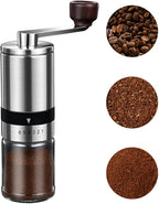 Manual Coffee Grinder - 6 Adjustable Coarseness Settings, Hand Coffee Grinders, Portable Manual Coffee Bean Grinder for Moka pot, French Press, Drip, Espresso, Gift (Small)