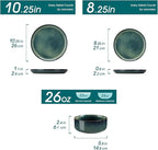 vancasso Starry 12 Pieces Dinnerware Sets for 4, Green Reactive Glaze Dishes Sets, Ceramic Plates and Bowls Set, Dinner Salad Dessert Plates, and Cereal Bowls Set, Dishwasher and Microwave Safe