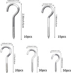 125 Pcs Ceiling Hooks for Hanging Plants - 5 Sizes Metal Screw Hooks Heavy Duty,DIY Hanging Hooks Decors for Christmas String Lights Cup Wind Chime,Bird Feeders Indoor&Outdoor (Silvery, 125PCS)