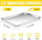 Terlulu Baking Sheet, Cookie Sheet, Stainless Steel Baking Pan, 2 Piece-17.3''x 12.3'' x 1'', Half Sheet Pan for Oven, Baking Tray for Baking&Roasting, Nonstick&Nontoxic&Easy Clean