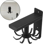 GLEAVI Wall Mounted Rotatable Kitchen Utensil Hook Rack with 8 Black Hooks, 360° Swivel Cooking Utensil Organizer for Kitchen Storage and Hanging