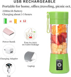 Portable Electric USB Juicer Blender Cup, Mini Blender for Shakes and Smoothies, Juice - 380ml, Six Blades, Green