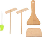 Crepe Pancake Spreader and Wear-resistant Spatula Kitchen Tool Set for Homemade Crepes and Pancakes, 5pcs Cooking Gadget Kit for Home Use Random Color