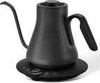 Cocinare Barista Collection Gooseneck Electric Kettle, ±1℉ Precise Temperature Control for Pour-Over Coffee & Tea, Quick Heating 1500W, Stainless Steel Interior, 0.9L (Matte Black)