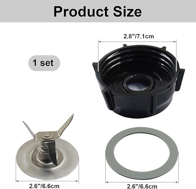 1 Set Replacement Blender Blade, Ice Crusher Base Cap Two Rubber O Ring Gasket, Compatible Accessory Kit for Oster Osterizer Blenders