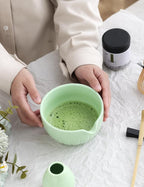 TANG PIN Matcha Set - Match Bowl and Whisk, 15 OZ, Matcha Scoop | Matcha Whisk Stand (Chasen Holder) - 4pc Perfect Matcha Kit for Matcha Tea Ceremony (Green)