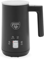 GreenLife Ceramic Electric Milk Frother, 10oz, 4-in-1, Auto Hot and Cold Foam, Dense and Light Foam, PFAS Free, Cordless Milk Warmer and Steamer for Latte, Coffee, Black