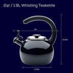 Circulon Enamel on Steel Whistling Induction Teakettle, Tea Kettle for Stovetop with Flip-Up Spout, 2-Quart, Black