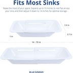 BLUE GINKGO Over the Sink Colander Strainer Basket - Wash Vegetables and Fruits, Drain Cooked Pasta and Dry Dishes - Extendable - New Home Kitchen Essentials (White, 2 Pack)