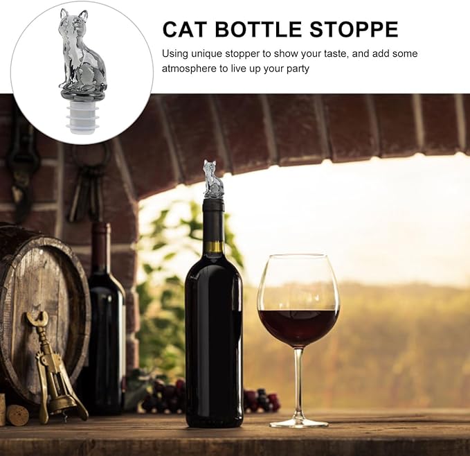 Hemobllo Wine Stoppers, Funny and Reusable Silicone Bottle Stopper, Decorative Cat Design Reusable Sealer Preserver Accessory for Fancy Decors Wine Tools Holiday