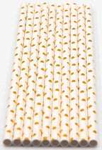Pack of 300 Gold Polka Dot Foil Biodegradable 4-Ply Paper Drinking Straws (Compostable, Non-toxic, BPA-free)