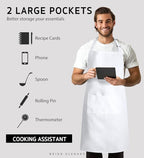 Syntus Apron for Men Women, Adjustable Cooking Kitchen Chef Aprons with 2 Pockets, Cotton/Polycotton/Polyester