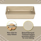 Glad Baking Pan Nonstick - Oblong Metal Dish for Cake and Lasagna - Heavy Duty Carbon Steel Bakeware, Small, Gold