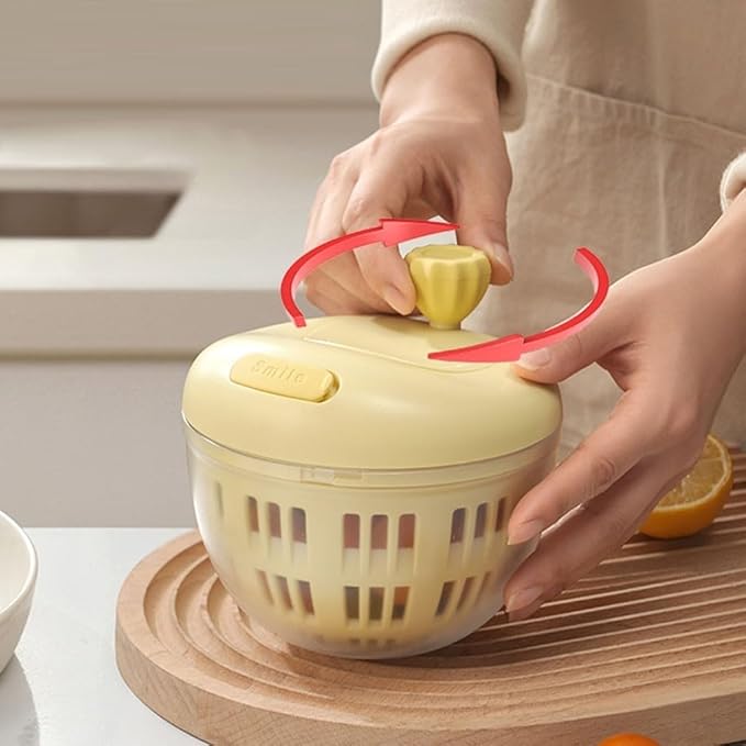 Simple Operation Salad Spinner for Efficiently Washing Your Favorite Vegetables (yellow)