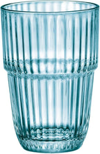 Bormioli Rocco Barshine 12.88 oz. Long Drink Stackable Tempered Drinking Glasses, Set of 6, Ice Blue