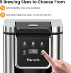 Horavie Single Serve Coffee Maker for K-Cups & Grounds, Hot & Iced Coffee Maker, Strong Button Feature, 6 to 14oz Brew Sizes, 50oz Removable Reservoir, Fit 6.5" Mugs, Stainless Steel, Black