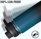 18 oz Insulated Water Bottle with Handle, 304 Stainless Steel Water Bottles with Wide Mouth, Double Wall Vacuum Sports Water Bottle, BPA Free, Keep Cold and Hot, Blue&Black