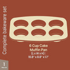 BAKKENMASTER Bake with Elegance: 6-Cup Cake/Muffin Pan Set - Blue, Teal, Marble, Golden, Cream - Aluminized Steel with Ceramic Non-Stick Coating, PFOA & PFAS Free - Non-Toxic, Heavy-Duty Bakeware