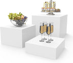 PecMuikee Buffet Risers, Food Risers for Buffet Table, Display Stand Shelf for Catering Dessert Collectibles Jewelry Figures Show, Acrylic Cube Display Nesting Risers with Hollow Bottoms 3PCS