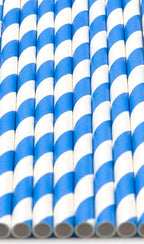 Pack of 900 Sky Blue Swirls Biodegradable 4-Ply Paper Drinking Straws (Compostable, Non-toxic, BPA-free)