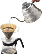 Hario V60 "Buono" Drip Kettle Stovetop Gooseneck Coffee Kettle 1.0L, Stainless Steel,Silver