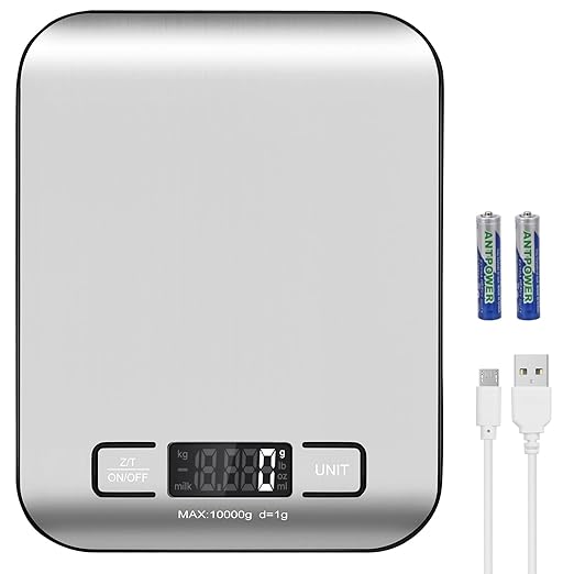 Digital Shipping Scale,Stainless Steel Panel, Accurate Portable Postal Scale for Packages, Small Business,Kitchen, Food, Handmade, Liquids, and Boutique (Silver Black Rechargeable(10kg/1g))