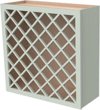 Solid Wood RTA Wine Bottle Rack Wall Cabinet with Lattice Panels - Wine Bottle Holder Storage for Bar, Pantry, or Dining Room and Kitchen(Jade Green, 24”W × 12”D × 30”H)