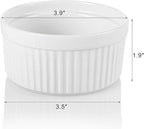 Foraineam 12 Pieces 8 oz Porcelain Souffle Dishes, Oven Safe Ramekins White Bakeware Set Dessert Custard Baking Dishes Cups for Baking, Cooking, Serving and More