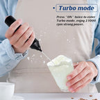 FoodVille MF05 Rechargeable Milk Frother USB Charging Handheld Foam Maker with Stainless Balloon Whisk for Cappuccino, Latte, Bulletproof Coffee, Keto Diet, Protein Powder, Matcha (Black)