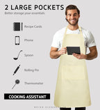 Syntus Apron for Men Women, Adjustable Cooking Kitchen Chef Aprons with 2 Pockets, Cotton/Polycotton/Polyester