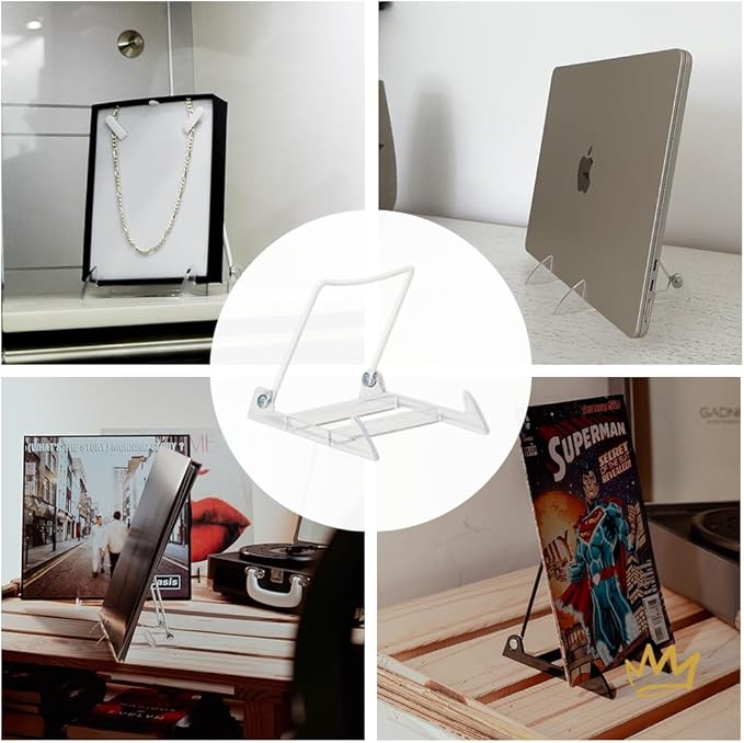 KINGDOM SOLUTIONS MADE IN USA 2-Pack Adjustable Acrylic Easels - Plate Stand - Sturdy Book Stand for Art, Pictures, Plates, Frames - Unique on the Market